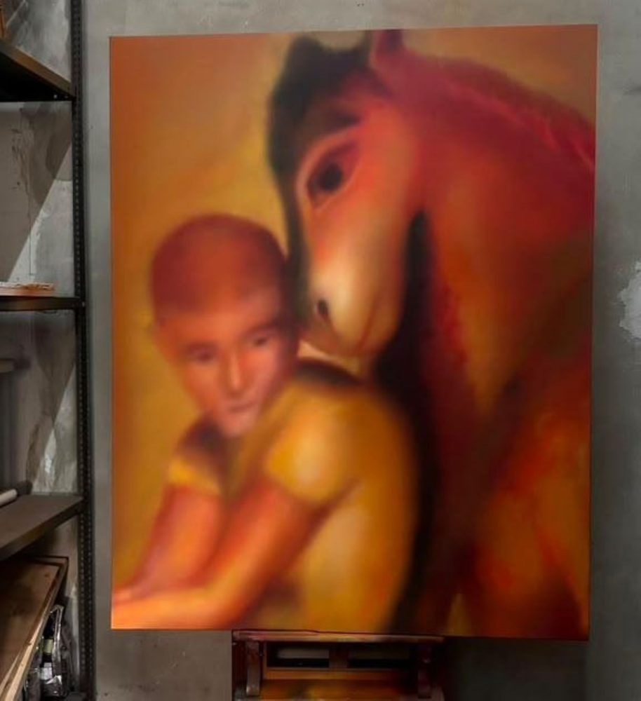 Austin Lee, Horse and Boy, 2026, Acrylic on canvas, 140 × 180 cm