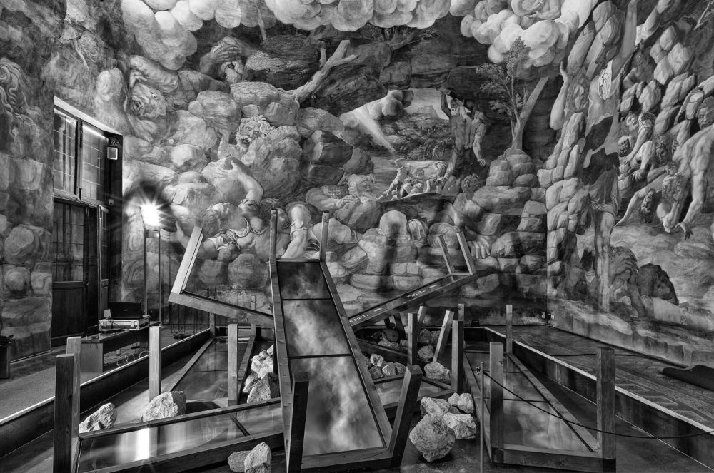 Fabrizio Plessi nella Sala dei Giganti, Mantova, 2013