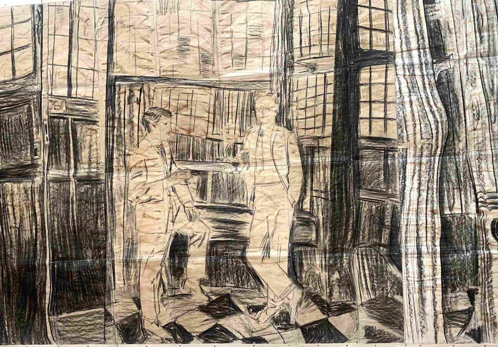 Gilbert&George, The Bar, 1972, Disegno nove pannelli (foto by Claudia Zanfi)