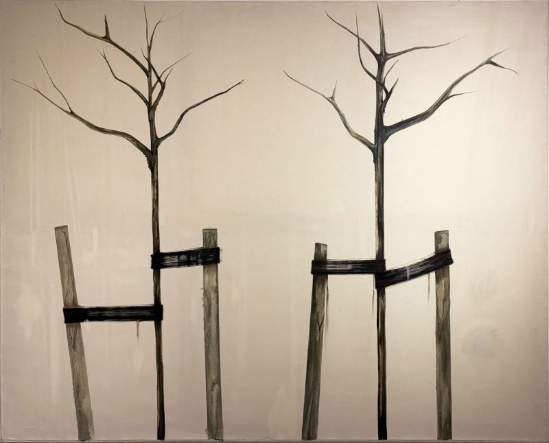 L’opera vincitrice del 53° Premio Suzzara, “X and Y (Tilia × europaea L.)”, 2024, olio su tela, 160 x 200 cm, di Kotryna Onaitytė