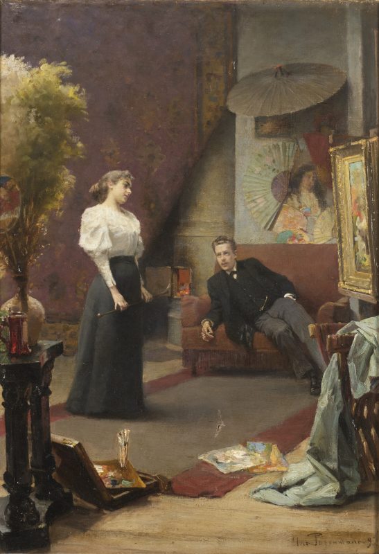 Lotto 27Janis Rozentals (Saldus 1866 - 1916) “Nell’atelier dell’artista”, 1885, olio su tela (cm 57x40), firmato e datato in basso a destra Venduto € 44.800 Courtesy Il Ponte Casa d'Aste