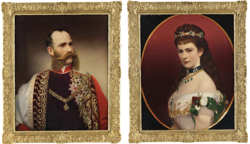 Lotto 152, Georg Martin Ignaz Raab, ritratti degli imperatori d'Austria Francesco Giuseppe ed Elisabetta, stima 10.000 euro. Asta Property from Aristocratic Estates and Important Provenance, 18 settembre 2026. Dorotheum