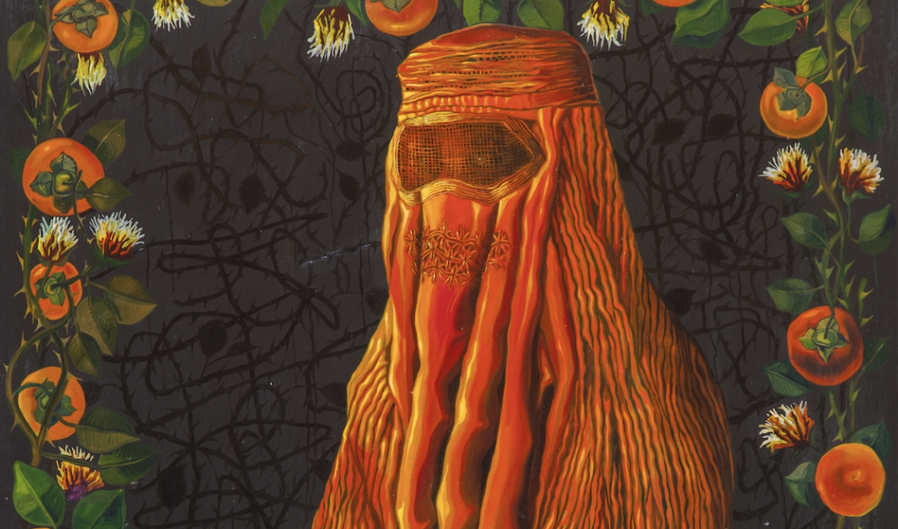 Alfonso Leto, “Ritratto in arancione”, 2018. Olio su ardesia, cm 120x90 (propr. dell'artista) - dettaglio