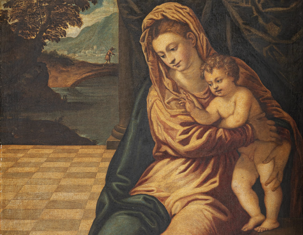 Lotto 41 JACOPO ROBUSTI DETTO IL TINTORETTO (Venezia, 1518/1519 – 1594) Madonna con il Bambino (La Madonna Curtis) 1538 circa, olio su tela, cm 143X110 Aggiudicazione: € 375.150 Wannenes