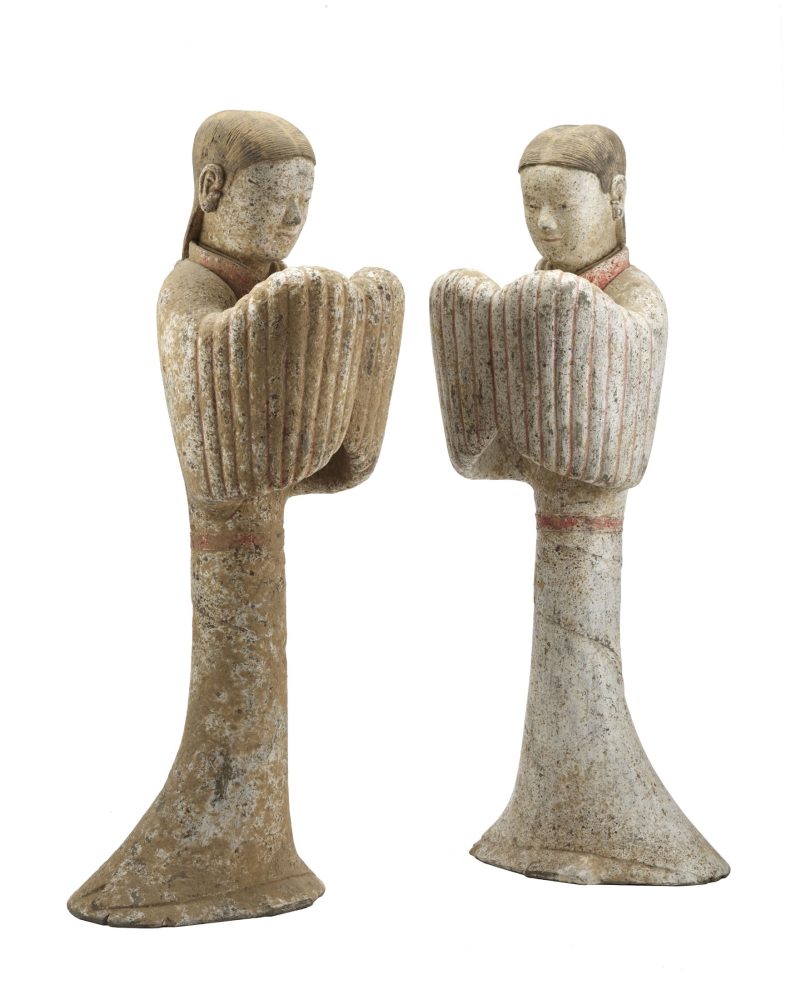 Terracotta Dinastia Han (206 a.C - 220 d.C.), Figure femminili, h 60 cm