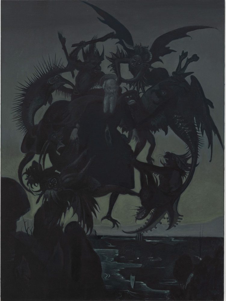 Victor Man, Untitled (After Michelangelo) from the series Luminary Petals on a Wet Black Bough, 2022, olio su tela montato su tavola, Fondazione Memmo © Victor Man. Courtesy the Artist. Foto Daniele Molajoli