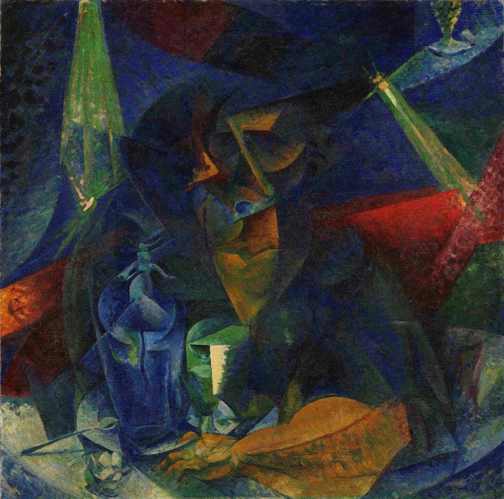 Umberto Boccioni, Donna al caffè. Compenetrazioni di luci e di piani ,1912, Olio su tela, 86 x 86 cm, Milano, Museo del Novecento, foto Luca Carrà, Copyright Comune di Milano. Tutti i diritti riservati 