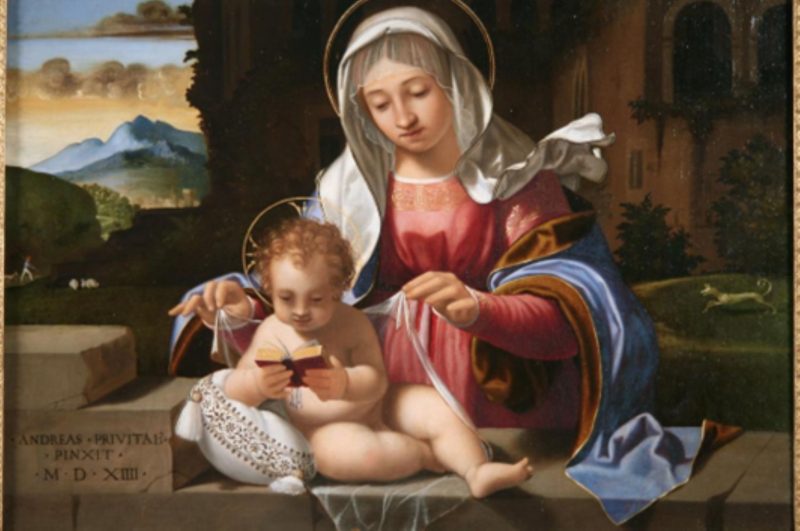 Andrea Previtali, Madonna con il Bambino leggente, 1514, Bergamo, Accademia Carrara © Fondazione Accademia Carrara