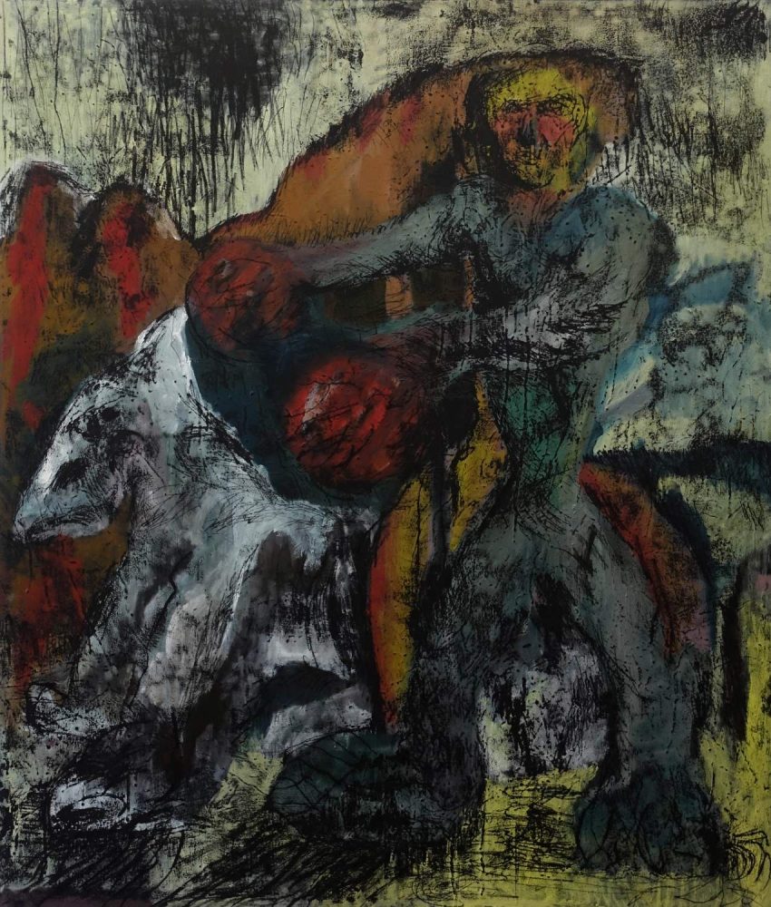 CANEMORTO, ZALDUN, olio e inchiostro calcografico su tela, 120 x 100 cm, 2025, Courtesy Galleria Poggiali