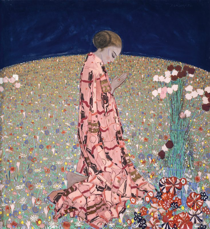 Felice Casorati (Novara 1883 - Torino 1963), La preghiera, 1914 circa. Tempera su fustagno, Dim. 130 x 120 cm. Verona, Galleria d'Arte Moderna Achille Forti © Felice Casorati, by SIAE 2026