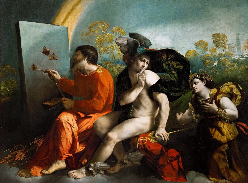 Dosso Dossi, Giove pittore di farfalle, Mercurio e la Virtù, 1523-1524. Cracovia, Castello di Wawel