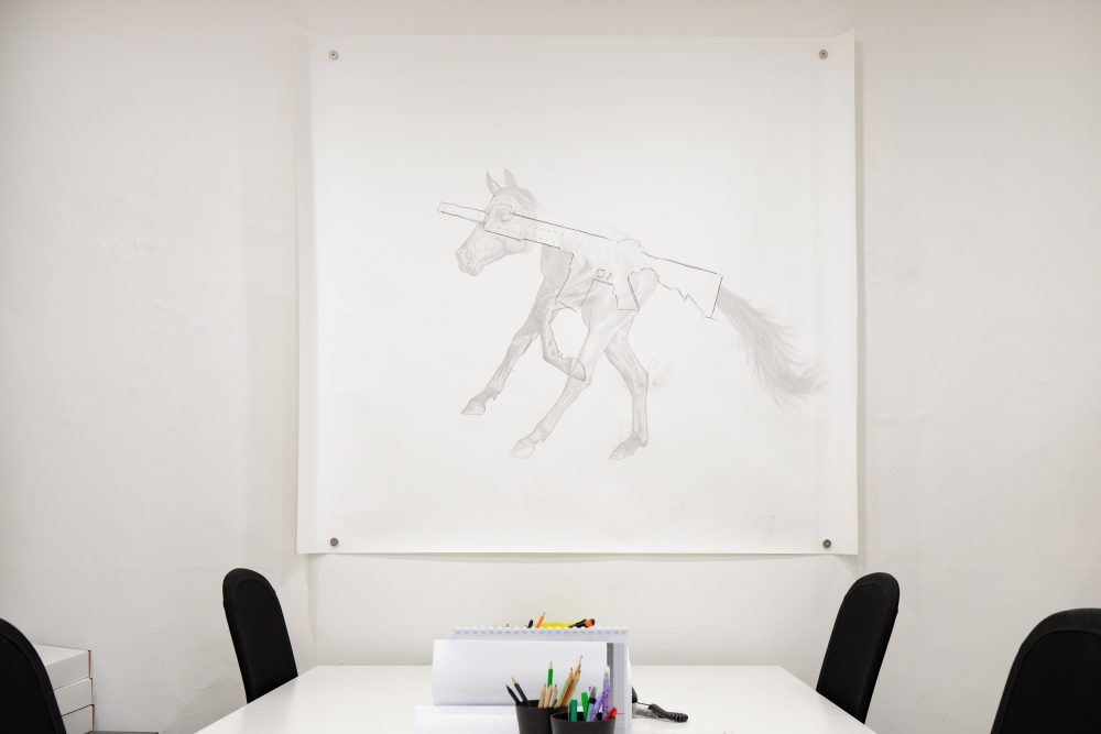 Marco Paleari, Ipotesi di un unicorno, 2026, 150x175cm, grafite su carta ph. Anna Pendoli