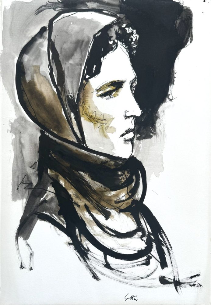 Renato Guttuso, Donna con sciarpa, 1976